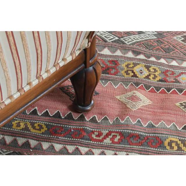 1970s Turkish Oushak Handmade Wool Cotton Brown Kilim Runner Rug 98x418