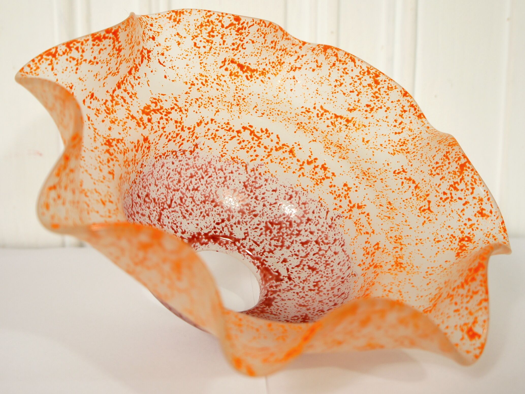 Speckled toothed glass lampshade