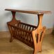 Vintage magazine rack with shelf, Solid cherry wood side table from the 1990s