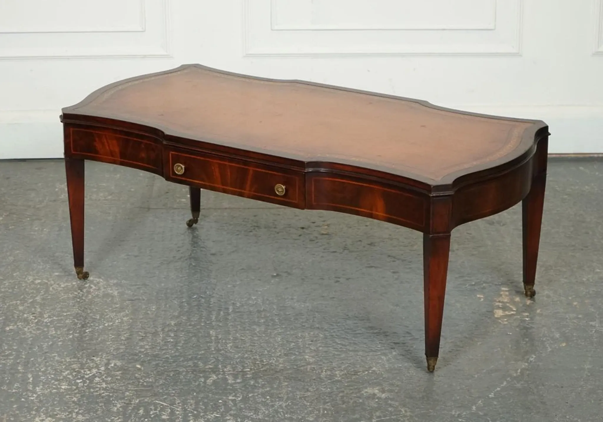 Heirloom Vintage Brown Leather Coffee Table by Weiman