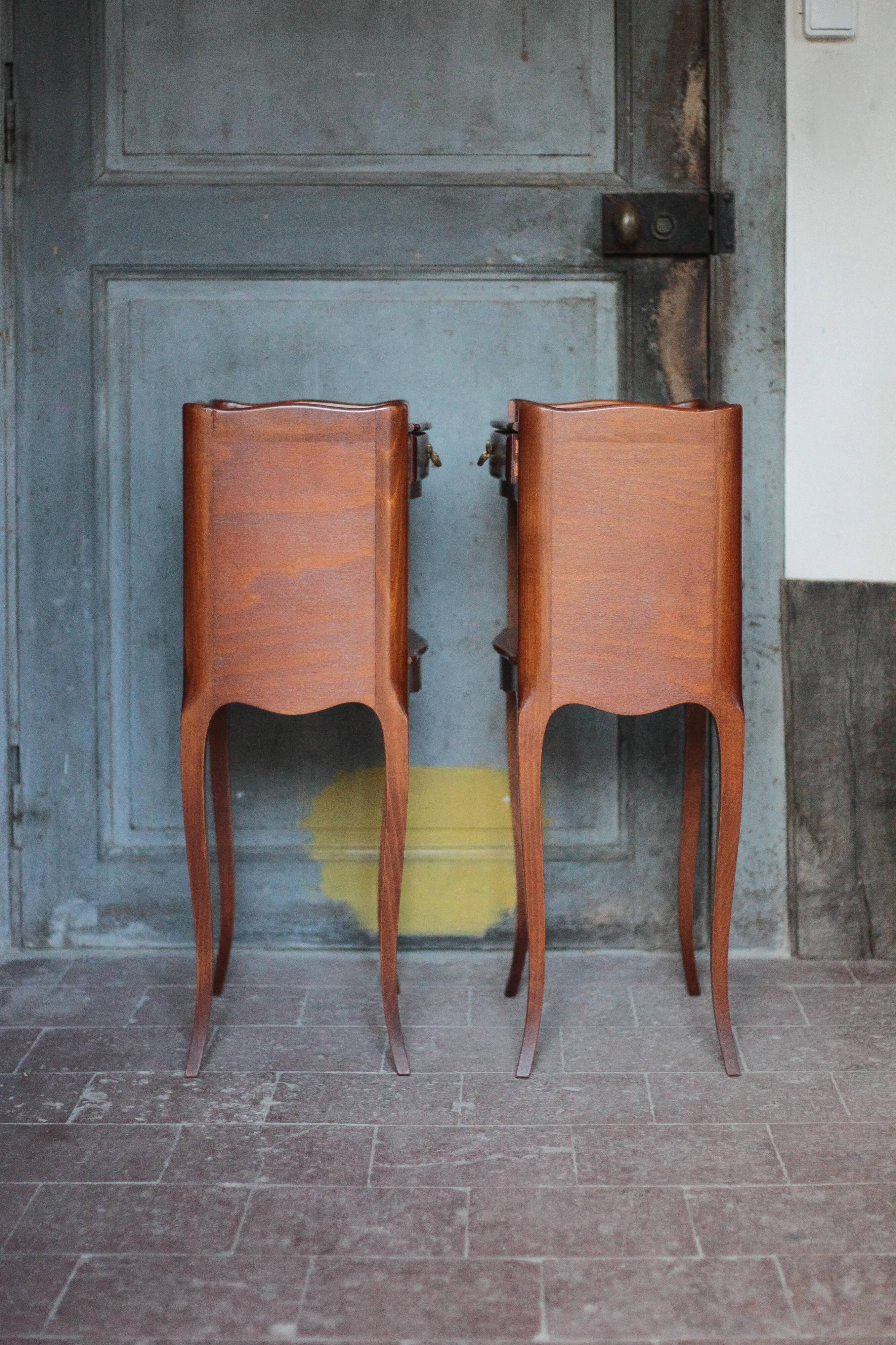 Pair of wooden bedside tables, vintage bedside table, side table.
