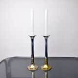 Pair of brutalist candlesticks by david marshall, 1980, spain