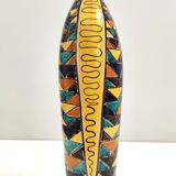 Vintage Multicolored Lacquered Ceramic Vase with Geometric Patterns, Italy