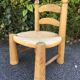 Chaise basse bois et paille années 50