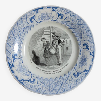 Humorous talking plate n° 3 from Creil and Montereau, second empire