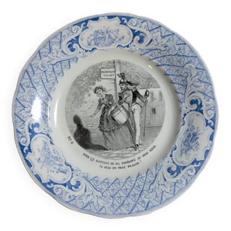 Assiette parlante humoristique n° 3 de Creil et Montereau, second empire