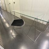 Chromed steel and glass trestle desk circa 1970