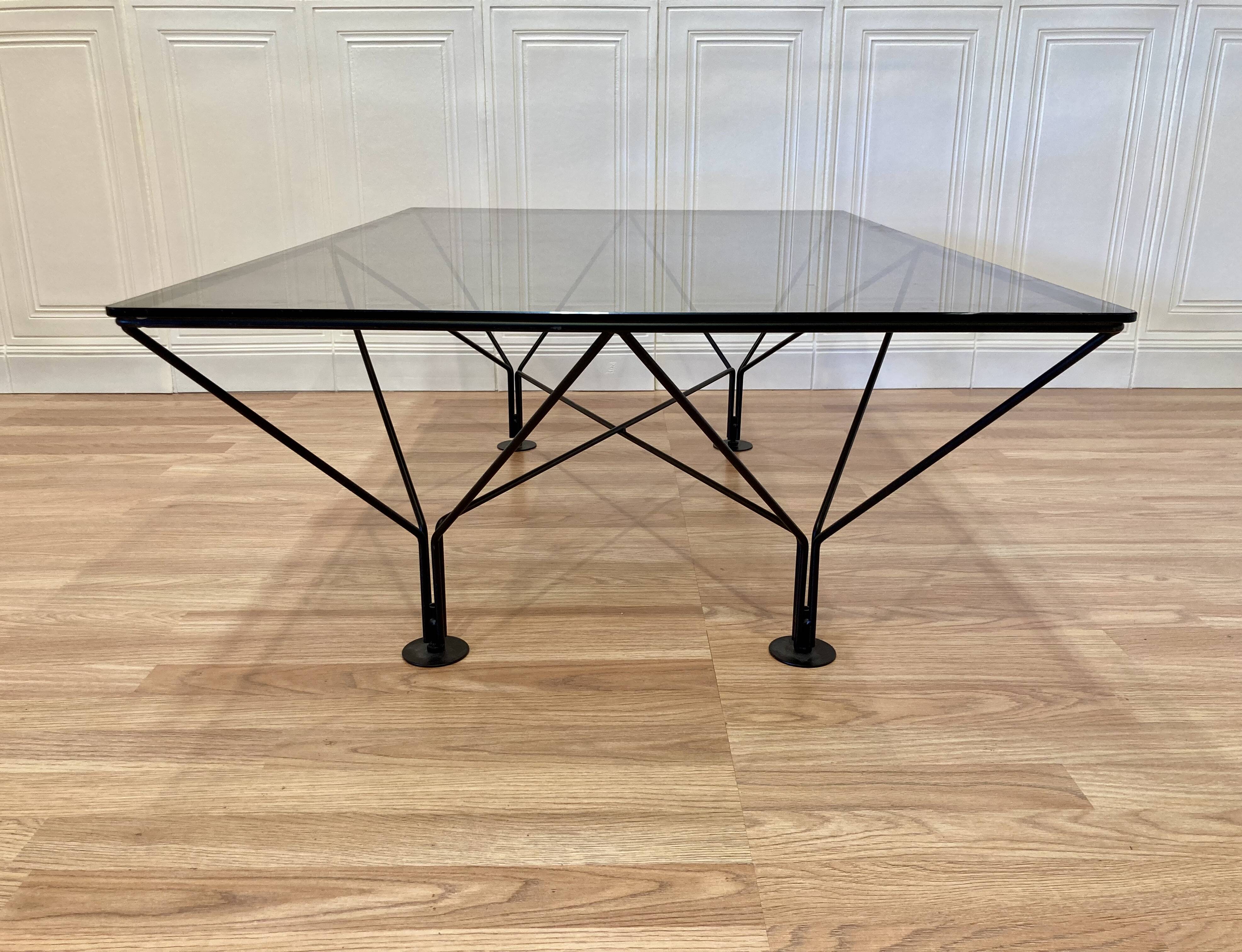 Designer glass and metal coffee table.