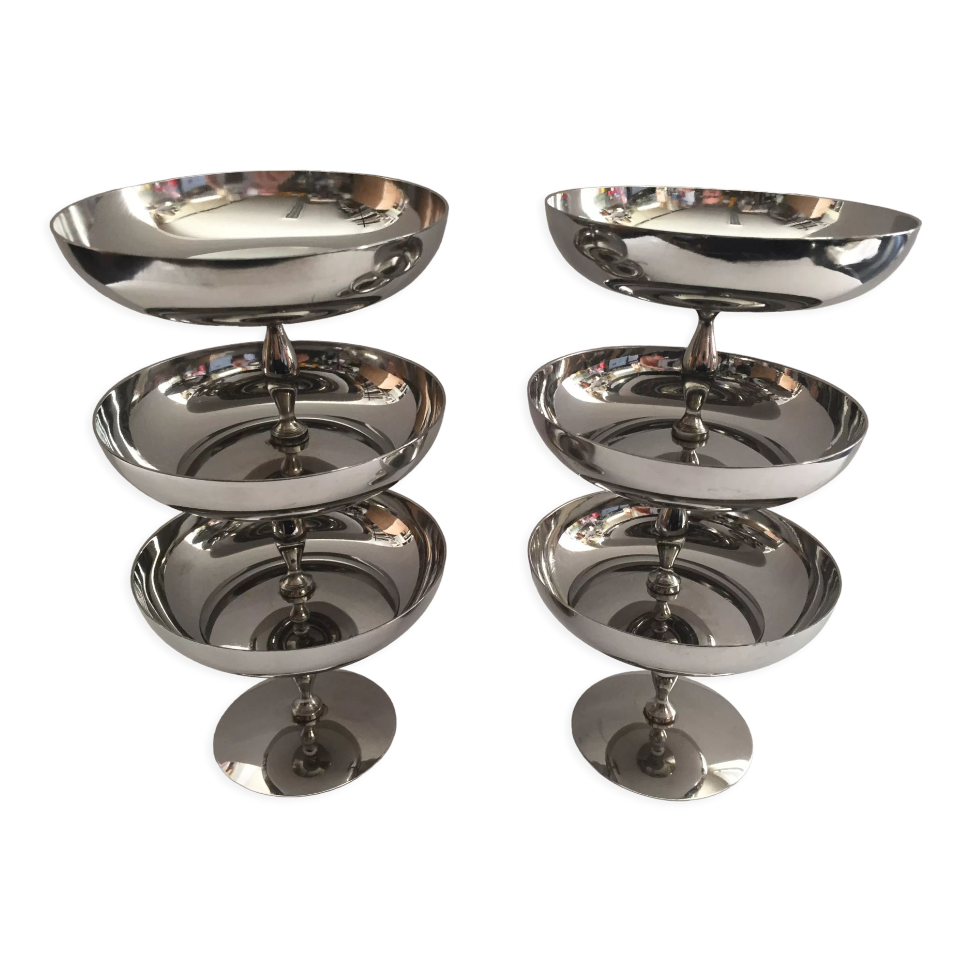 Set of 6 silver ice glasses