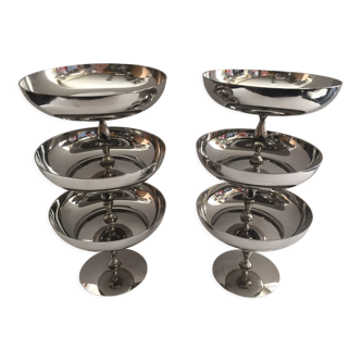 Set de 6 coupes à glace argentées