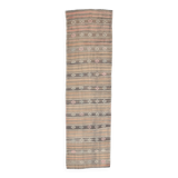 3x12 Brown Mustard Turkish Kilim Runner Rug 101x353Cm