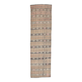 Tapis Kilim turc marron moutarde 3x12 101x353 cm