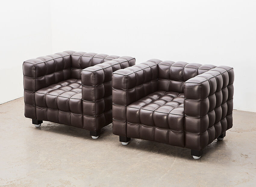 Josef Hoffman pair of Kubus lounge chairs for Wittmann Austria 1910/2011