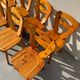 Set of 8 pine chairs in the Les Arcs design style by Charlotte Perriand from the 1970s.