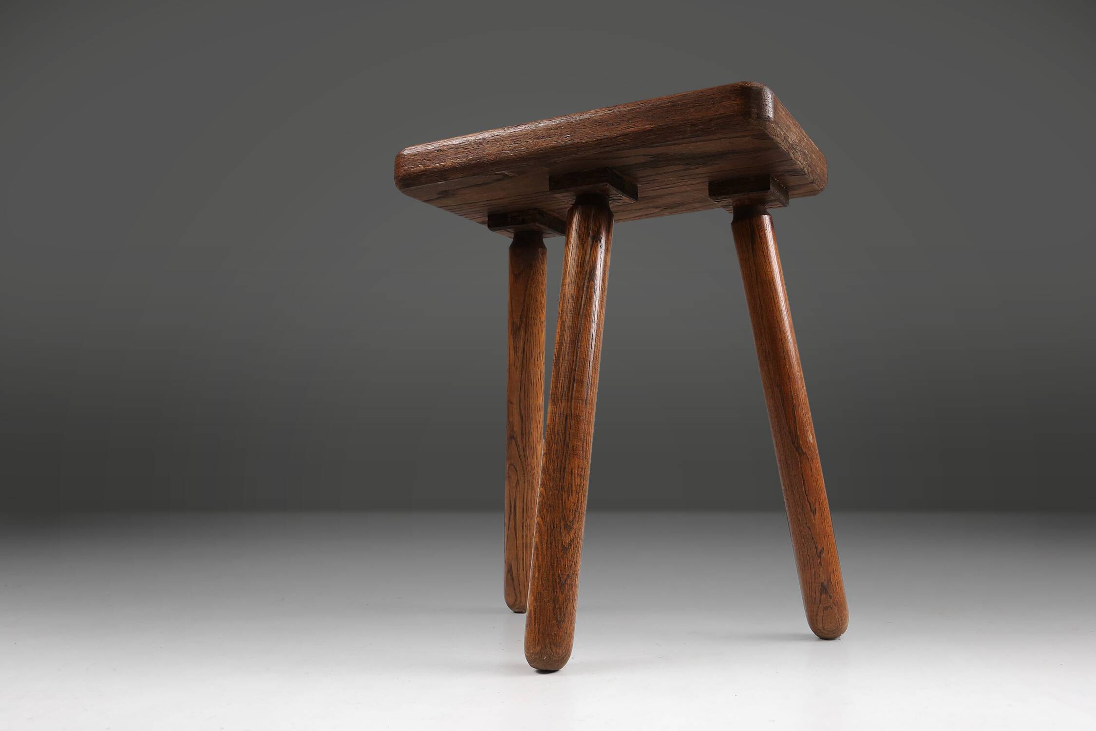 Rustic French wooden stool 1940