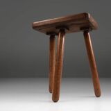 Tabouret rustique français en bois 1940