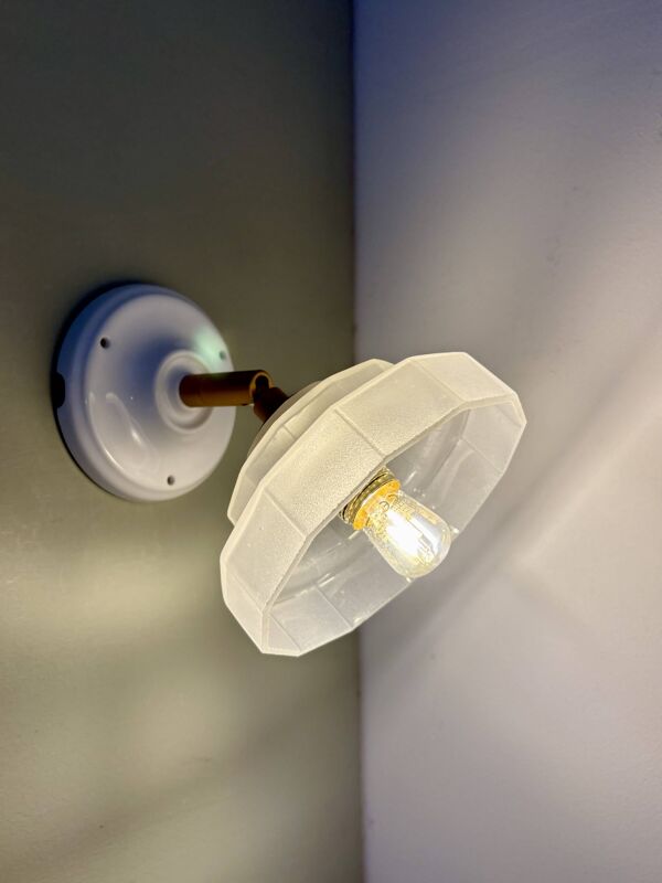 Applique, abat-jour vintage Art Déco en verre dépoli