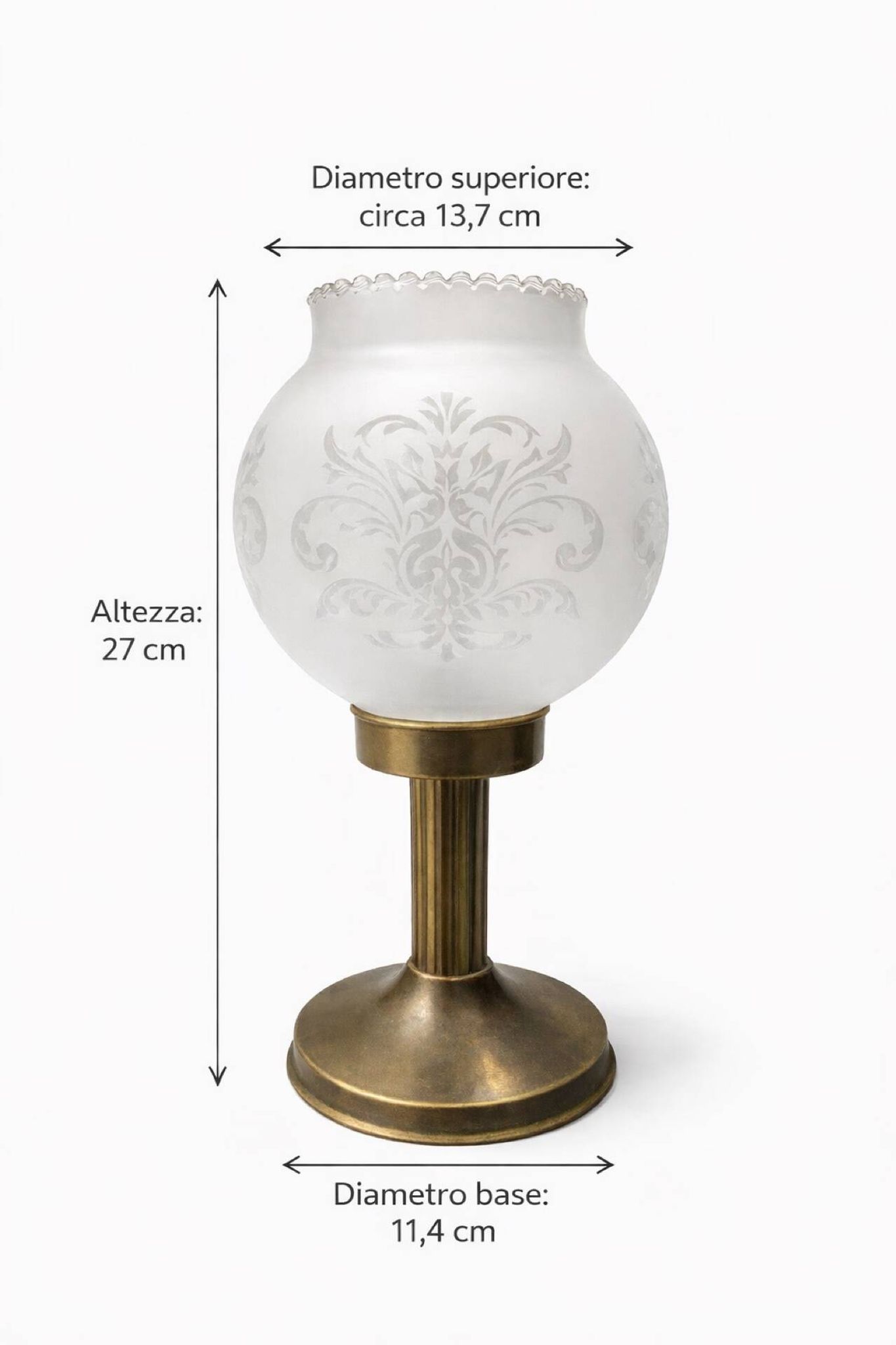 Art Deco votive candle holder in brass and frosted glass, 1920.