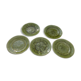 Ensemble de 5 assiettes barbotine choisy le roi hb & cie
