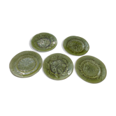 Set of 5 barbotine plates Choisy le Roi HB & Cie