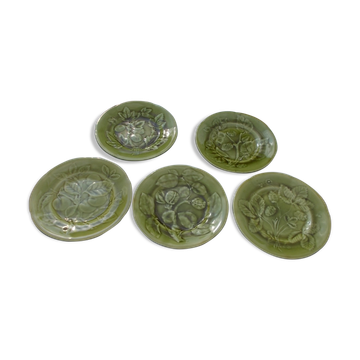 Set of 5 barbotine plates Choisy le Roi HB & Cie