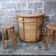 Bar en rotin vintage & ses tabourets