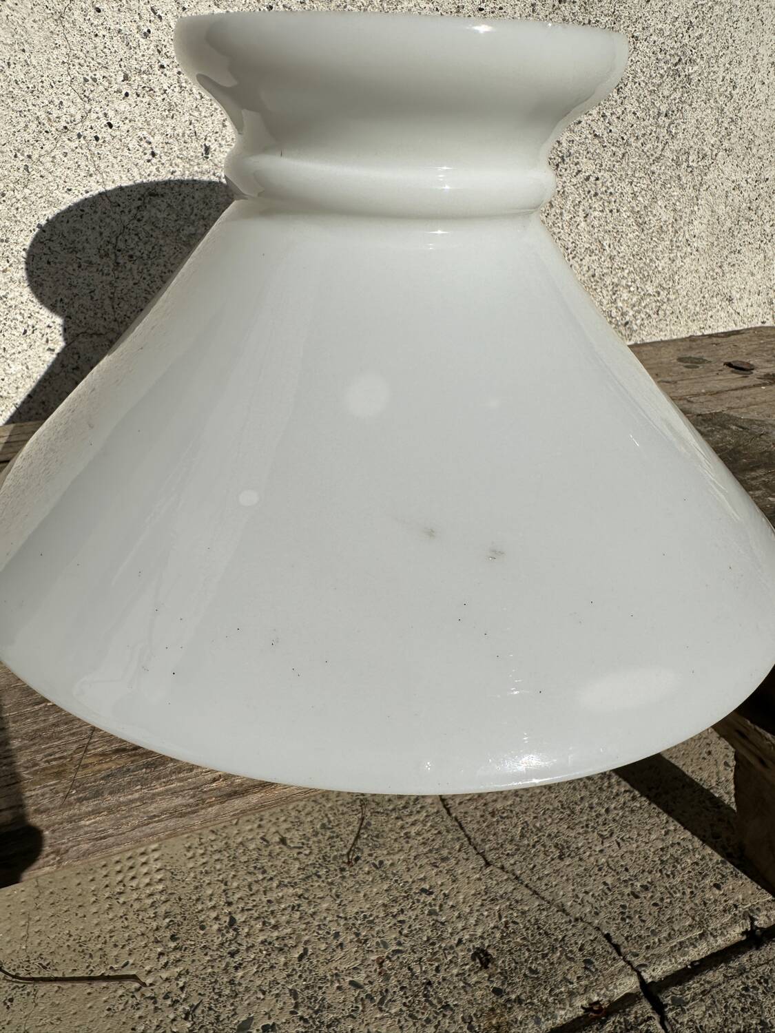 Old white abat-jour in opaline