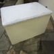 Old storage furniture in sheet metal and enamelled sheet metal