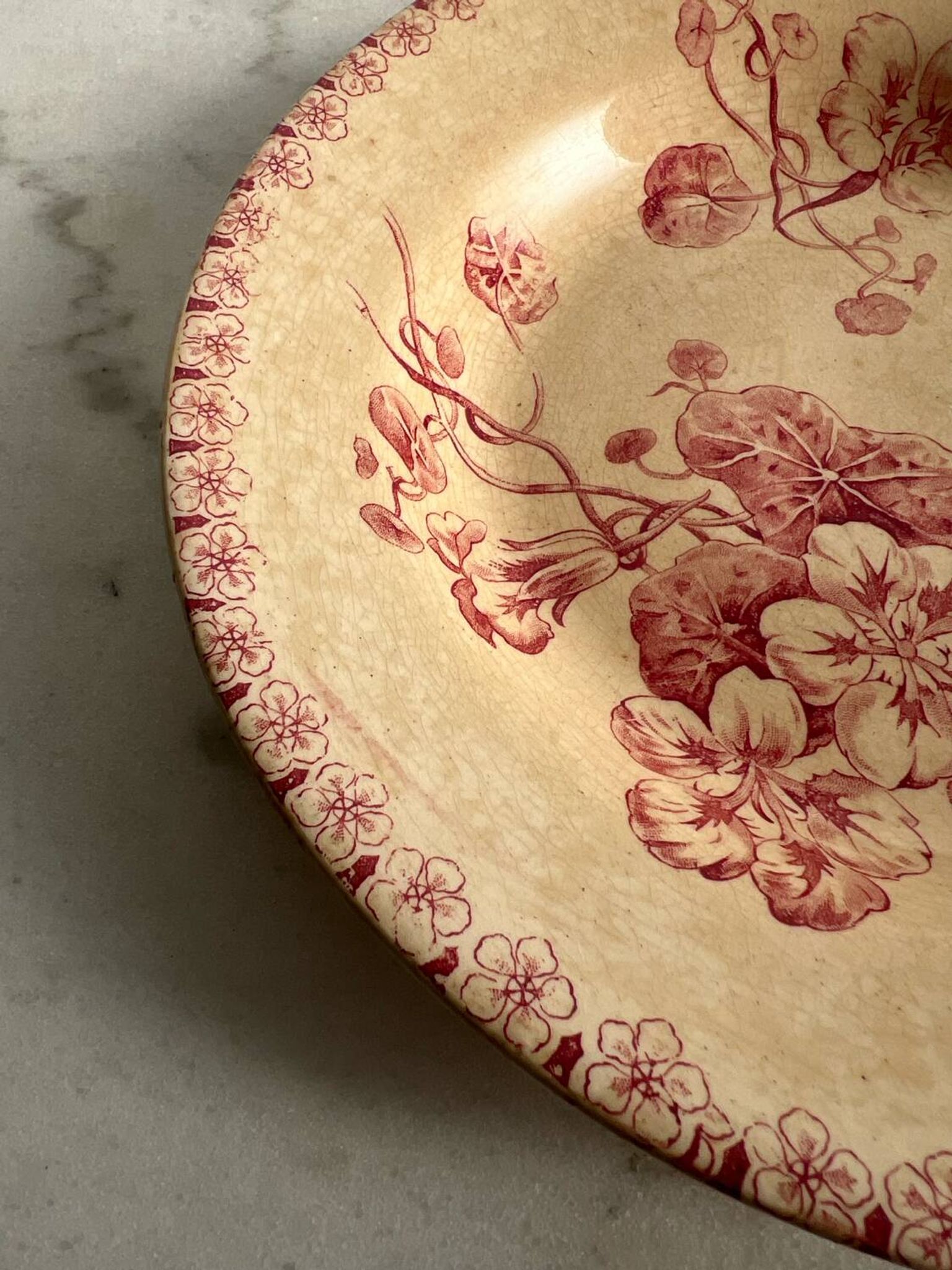 Assiette creuse terre de fer gien capusine 1862