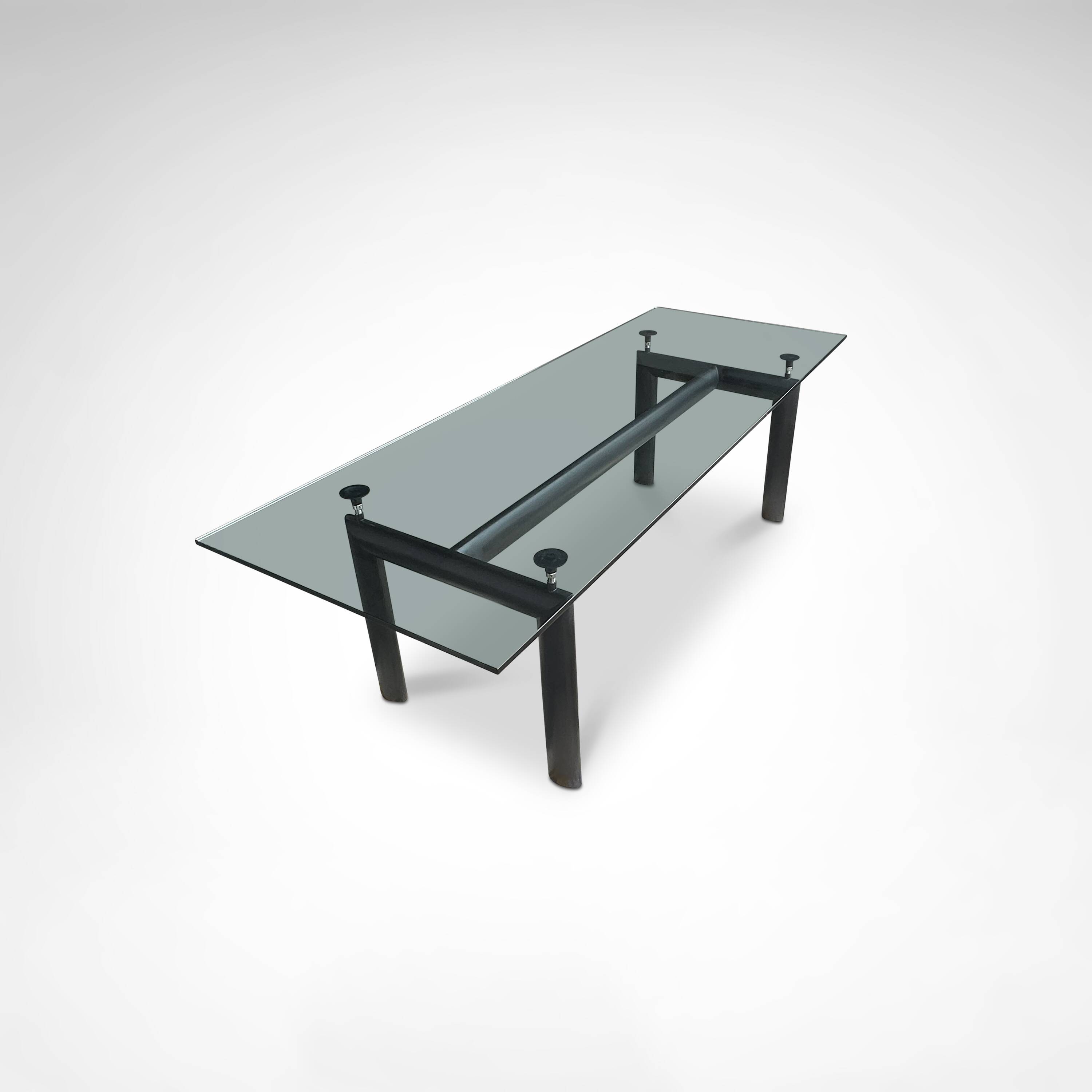 LC6 glass and metal dining table by Le Corbusier et al. for Cassina 1990s