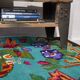 Turquoise floral wool rug, handmade in Romania. Vintage carpet 230X153 cm