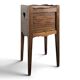 Louis XVI walnut bedside table with pierced hearts curtain