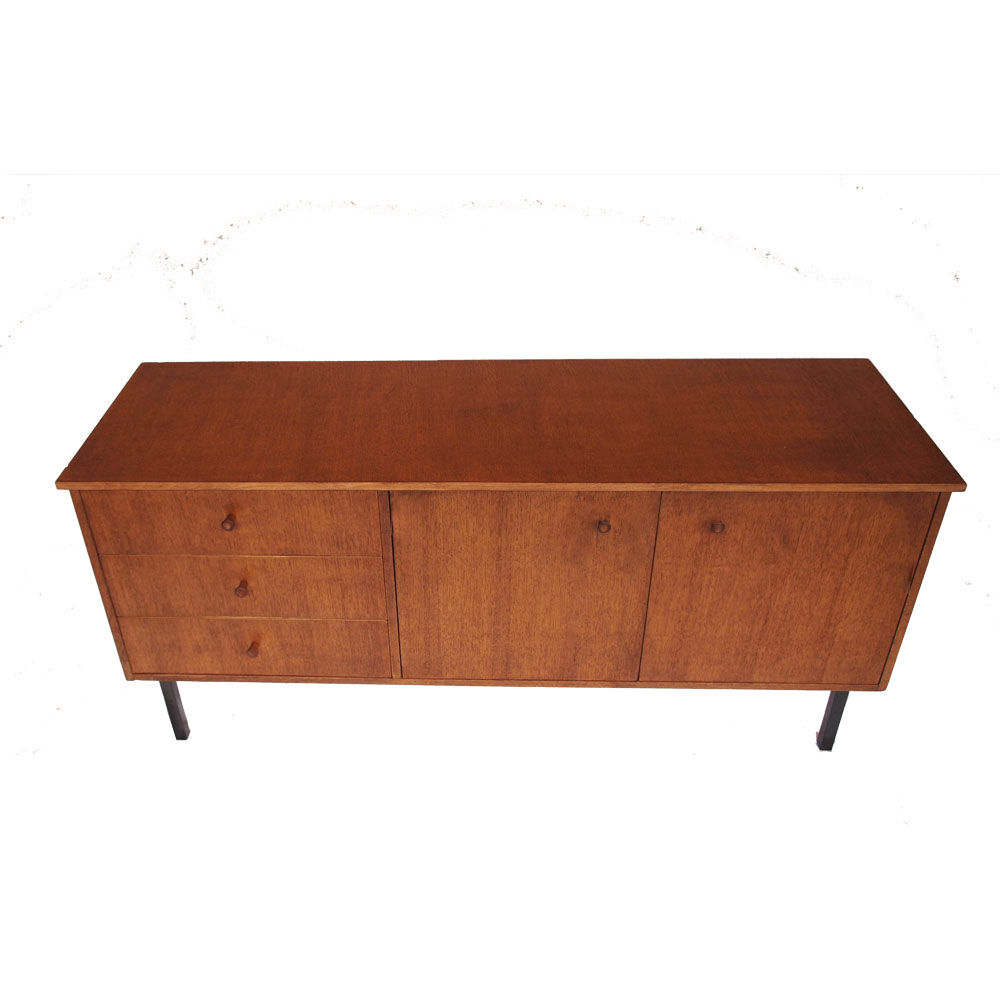 Vintage scandinavian sideboard, black metal footing