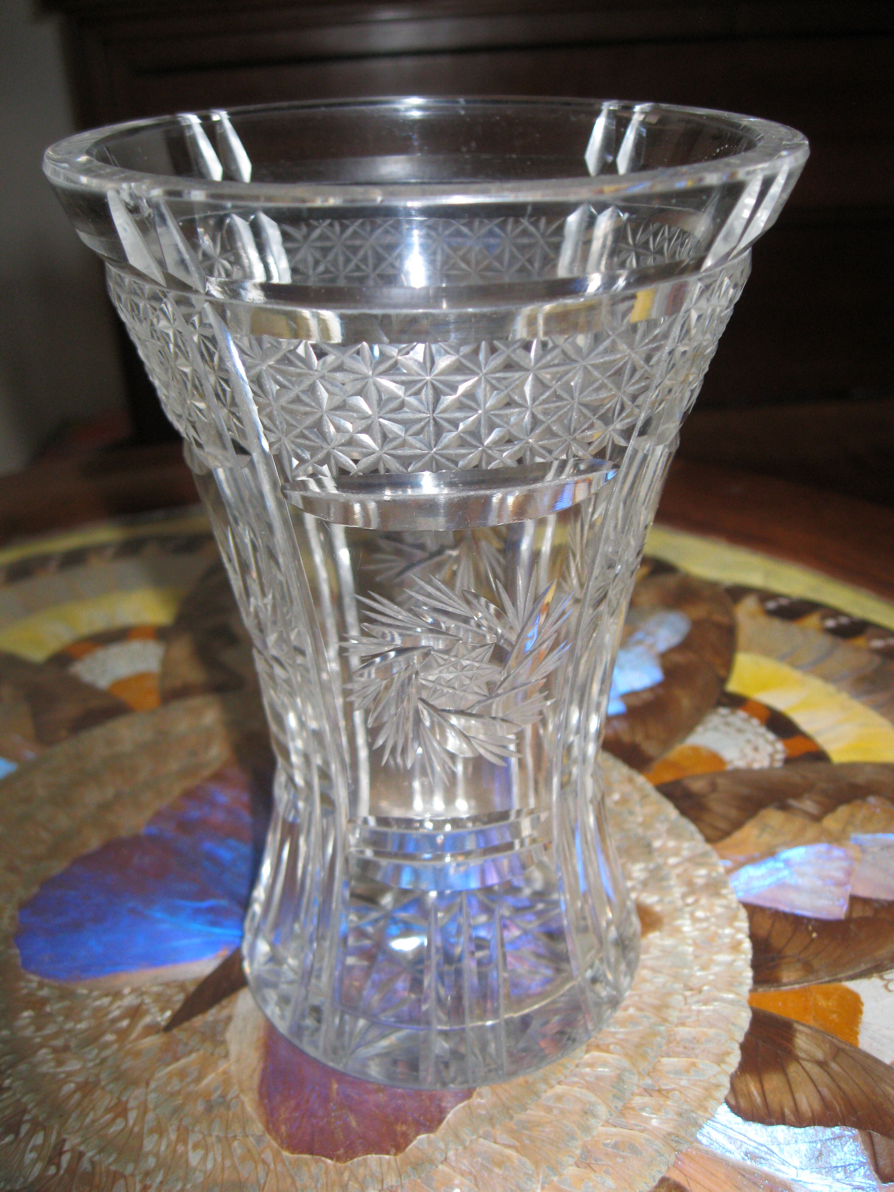 Art Deco cut crystal vase