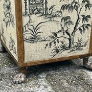 Grand cache-pot tôle - Décor aux Chinois- Pattes de lion - Très bon état