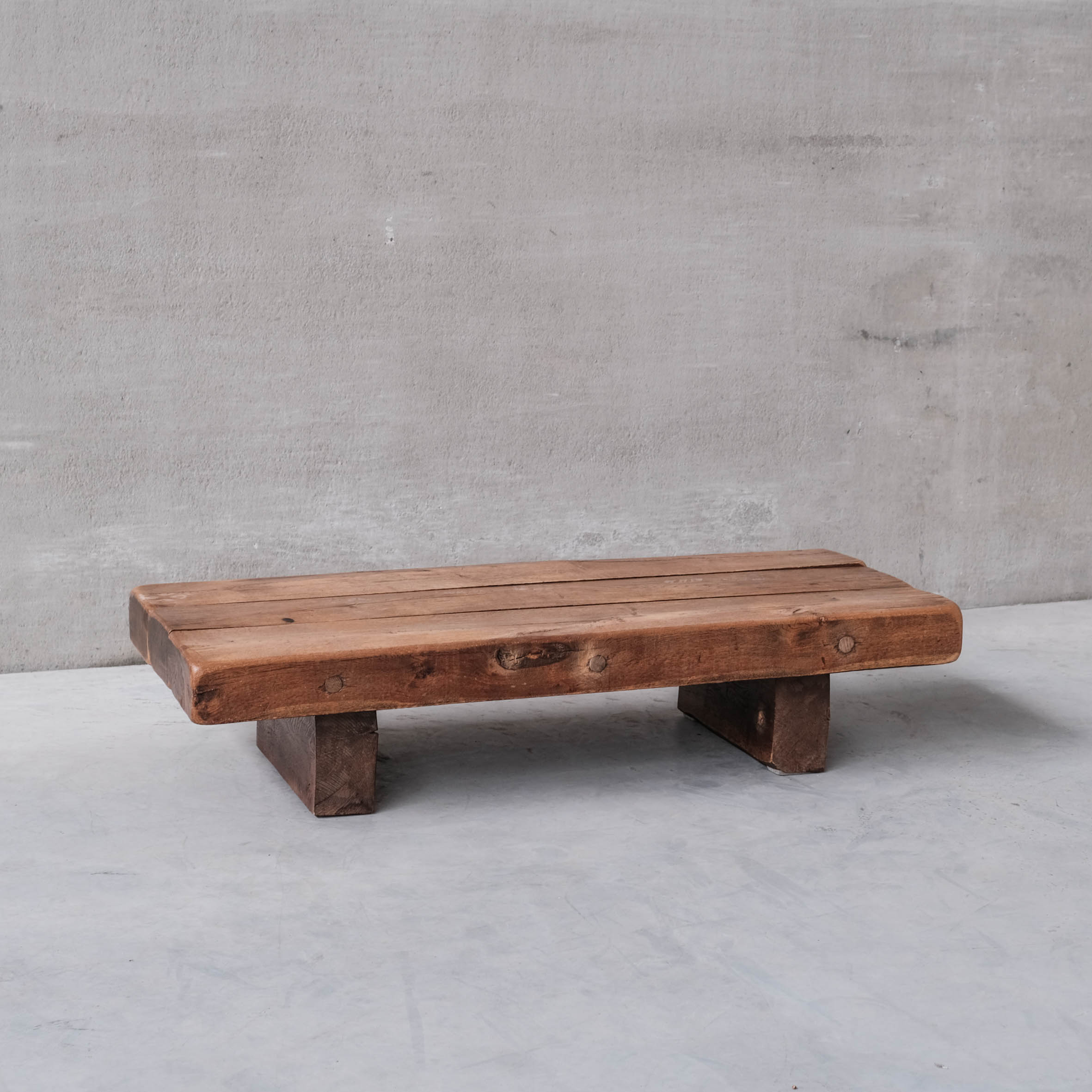 Brutalist oak mid-century belgium sleeper coffee table