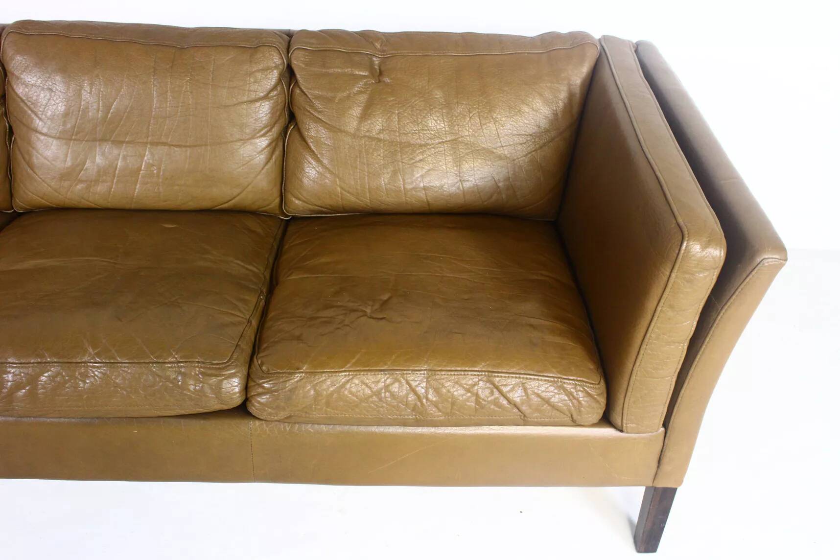1970s brown leather sofa by Vejen Polstermøbelfabrik