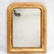 Ensemble de deux petits miroirs Louis-Philippe français dorés rouge du XIXe siècle