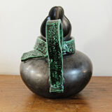 Pitcher in earthenware, metallic black