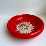 red ceramic ashtray signed Vallauris design 70s