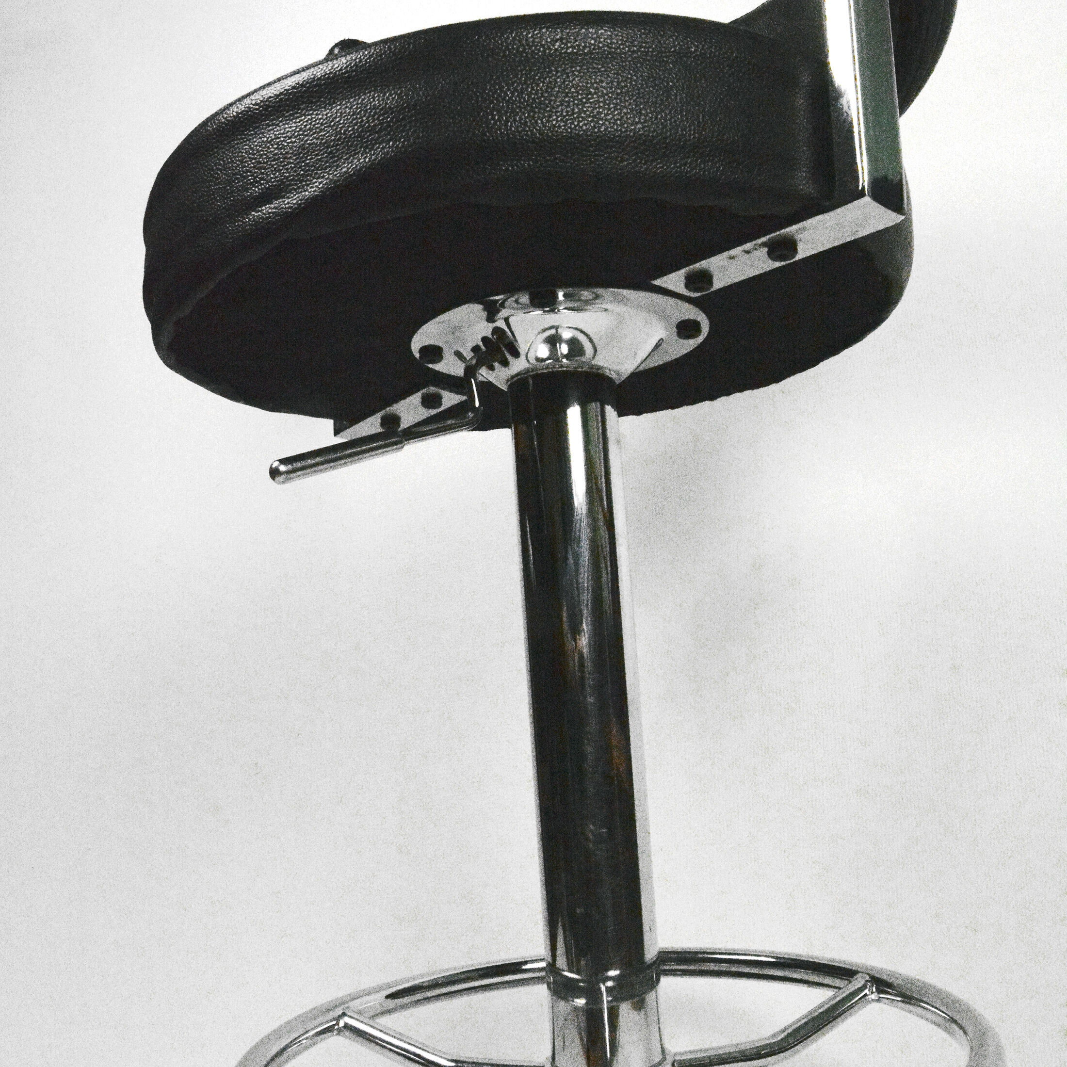 Bar stool black, eco-leather, Germany 90s