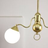 Art Deco Italian Brass and Opaline Chandelier