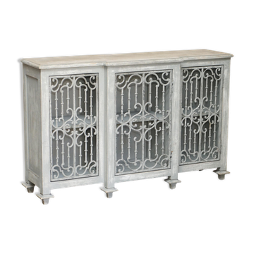 Buffet vintage avec portes en fer forgé
