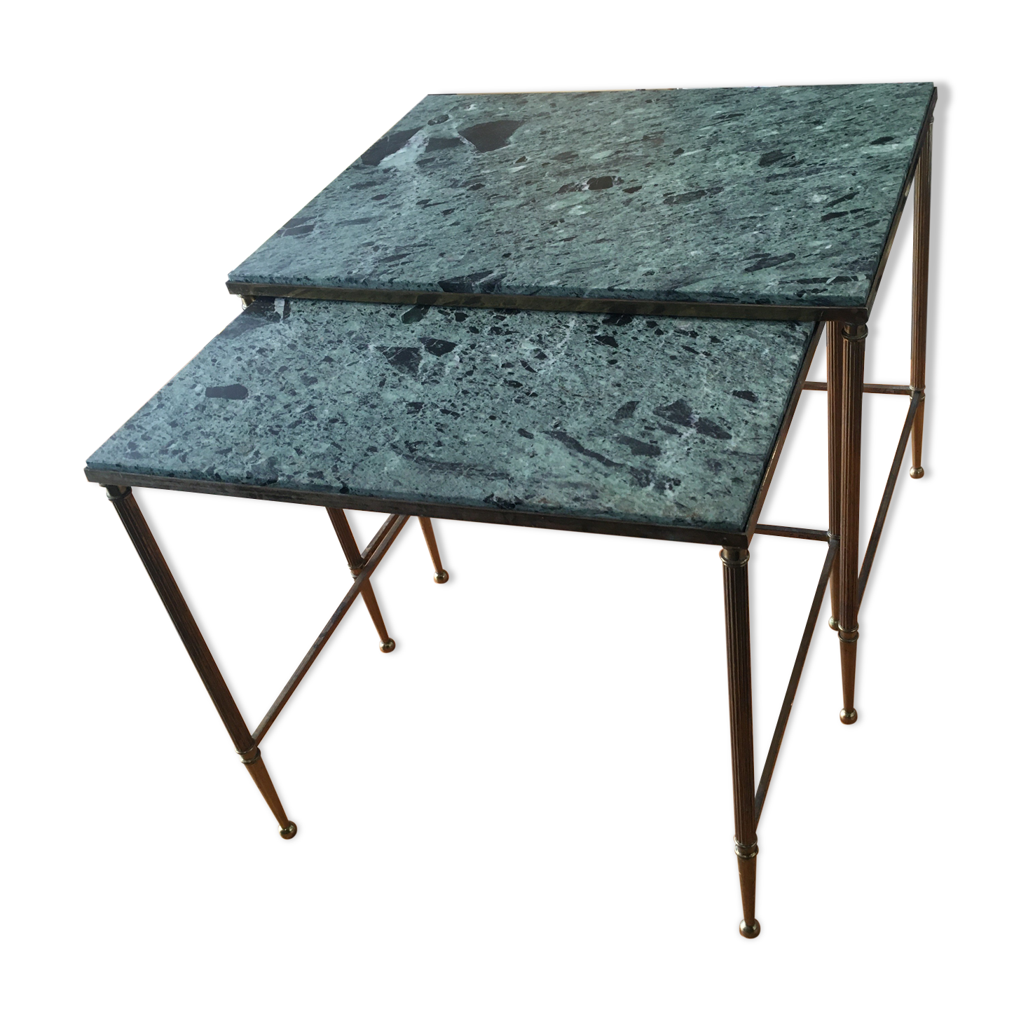 Marble and brass pull out tables