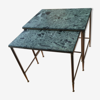 Marble and brass pull out tables