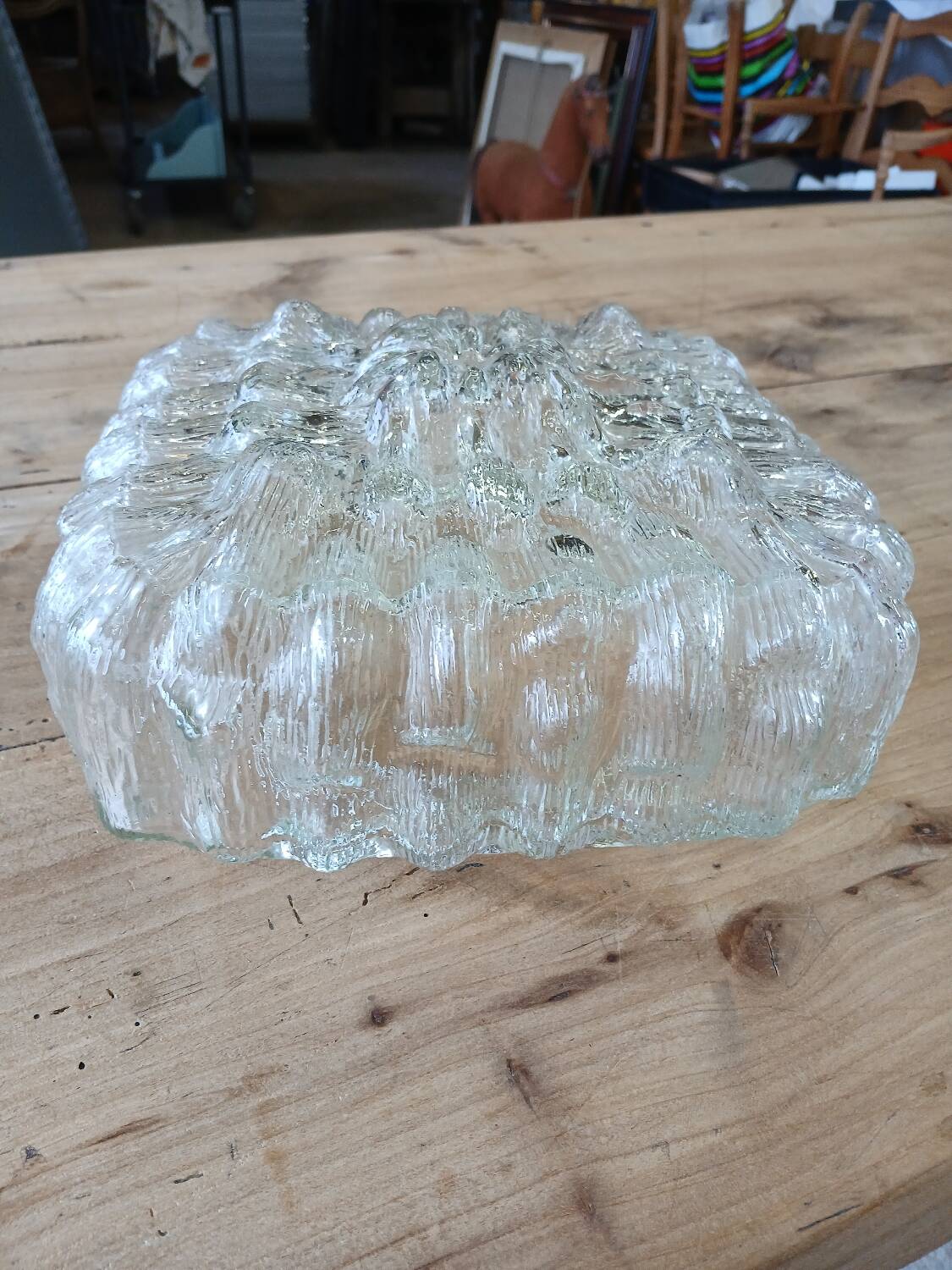 Antique wall/ceiling light in molded glass