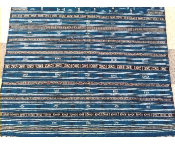 Hand-made blue kilim in pure wool - 215x125cm
