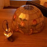 Large mother-of-pearl and brass lampshade
