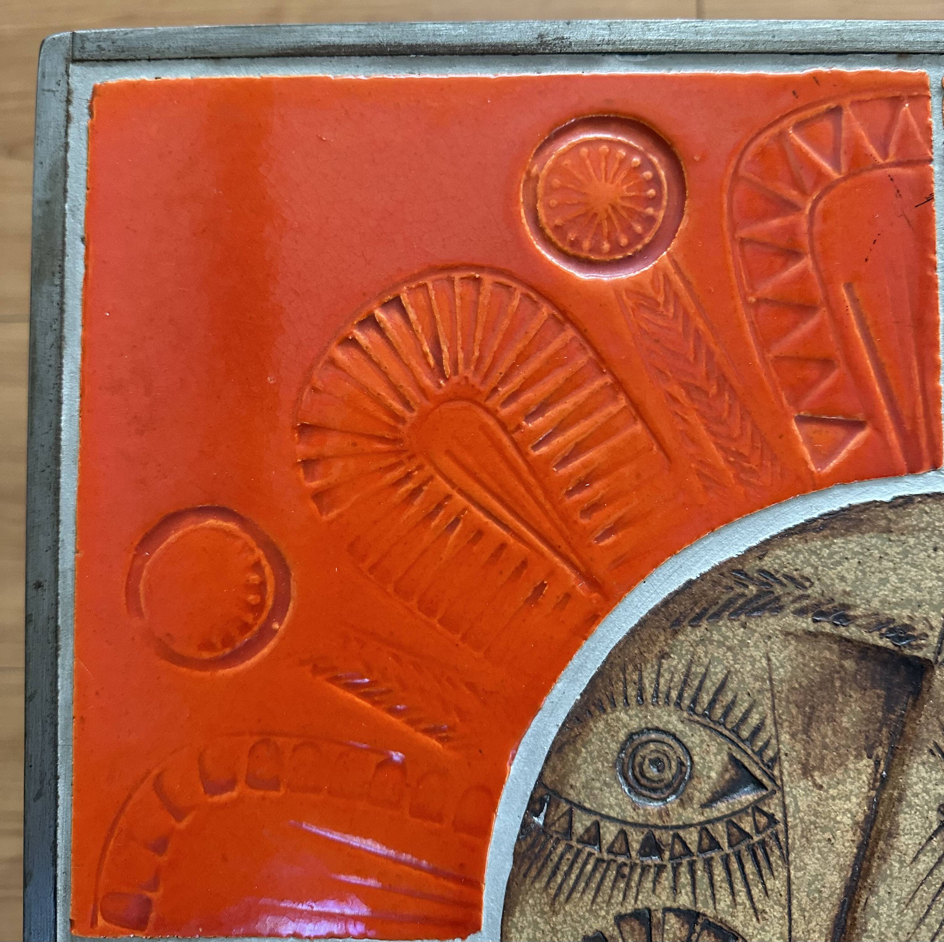 Coffee table end of sofa Roger Capron and Jean Derval ceramic 70s sun model