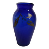Vase en verre bleu